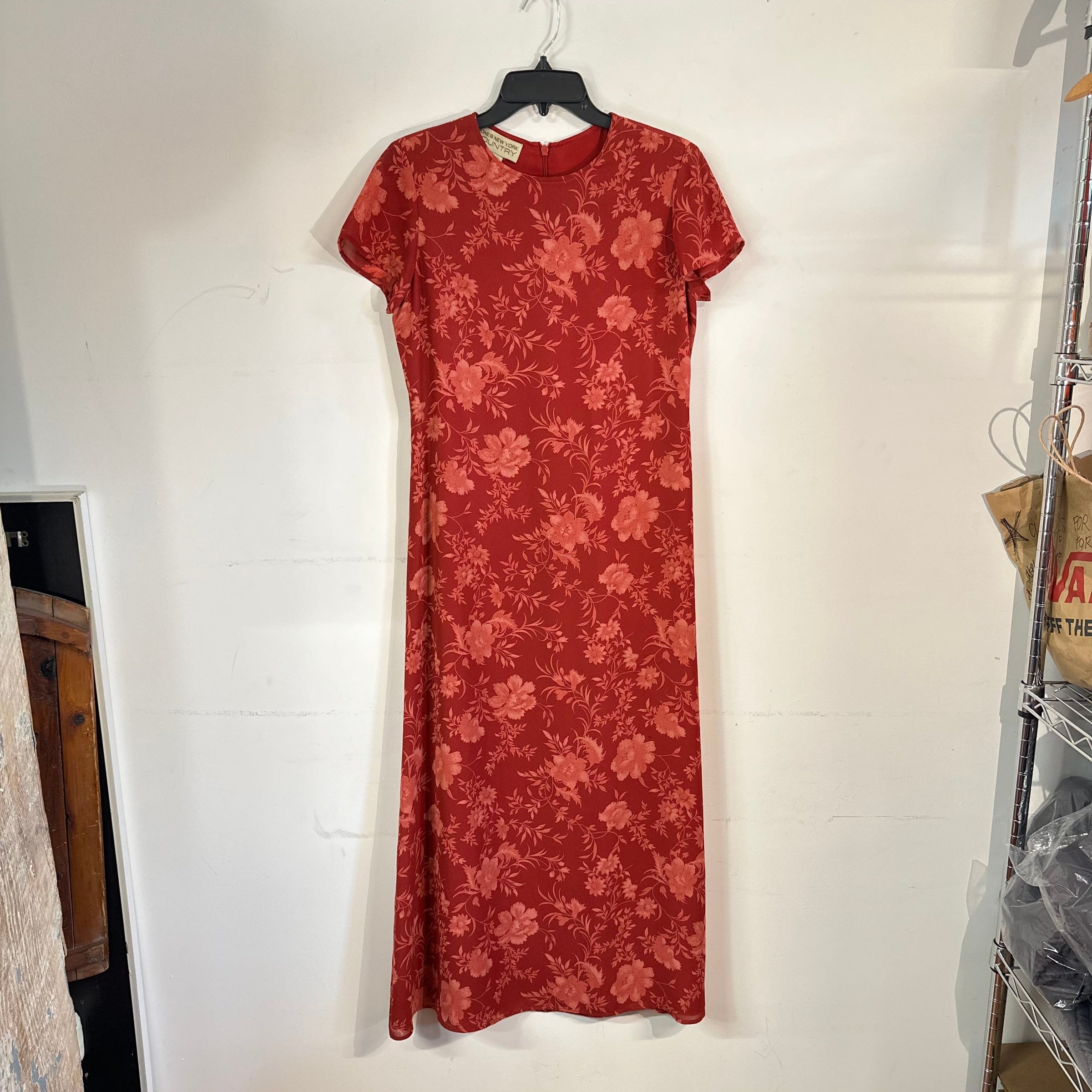 Jones New York Vintage Floral Short Sleeve Maxi Dress
